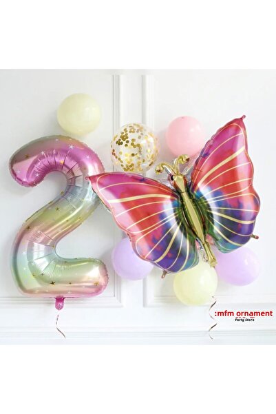 MFM Σετ μπαλόνι με φύλλο ουράνιο τόξο πεταλούδας 2 ετών 100 cm
