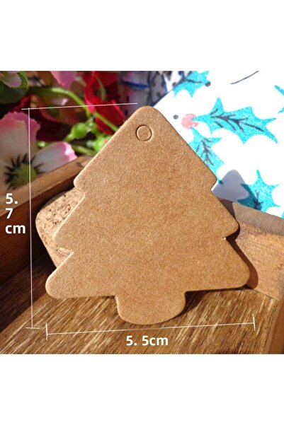 mutlu adım 10 bucăți 5,7x5,5 cm etichetă kraft din lemn de pin