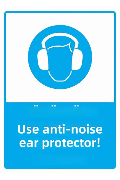 ZiPrinter استخدم واقي الأذن ضد الضوضاء! لافتة تحذير من مادة PVC مقاس A3 30x42 سم