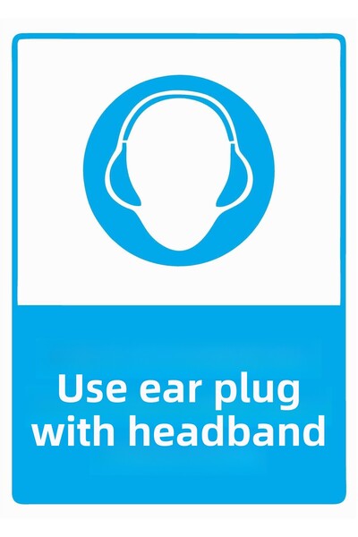 ZiPrinter سدادة أذن مع شريط رأس، لافتة تحذيرية من مادة PVC مقاس A4 21×30 سم