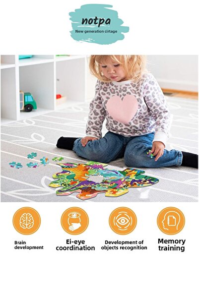 kutuTR أحجية خشبية من سلسلة الديناصورات 2 - أحجية الصور المقطوعة مقاس 49 × 30 سم للبالغين من سن 5 سنوات، 258 قطعة