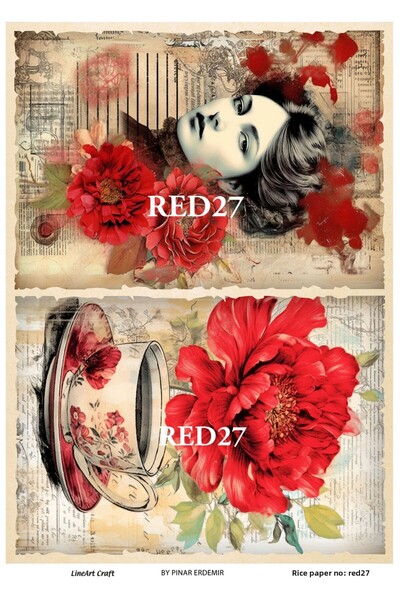 LİNEART ورق تزيين الأرز RED27 - 29 × 42 سم