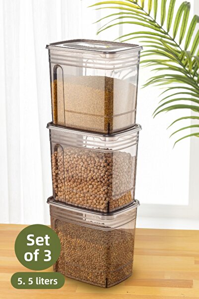 Vienev أنثراسايت 5.5 لتر حجم كبير 3 قطع مجموعة تخزين المواد الغذائية