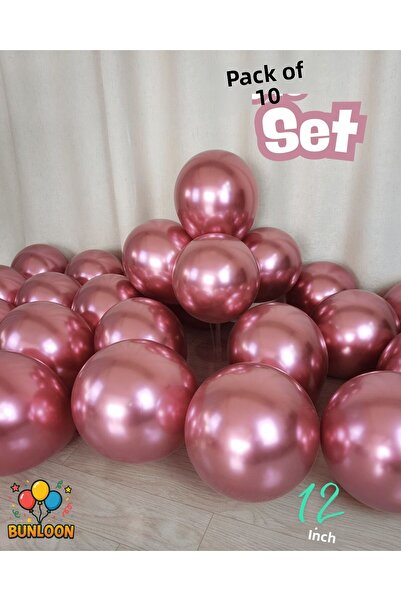 Bunloon بالونات كروم وردية 10 قطع لتزيين الحفلات وأعياد الميلاد