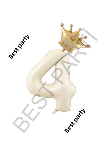 BEST PARTİ DOĞUM GÜNÜ PARTİ SÜSLERİ Beige Number and King Crown Foil Balloon ...