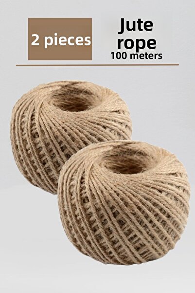 Fotografyabaskı 2 bucăți de frânghie de iută din paie, 100 de metri, frânghie...