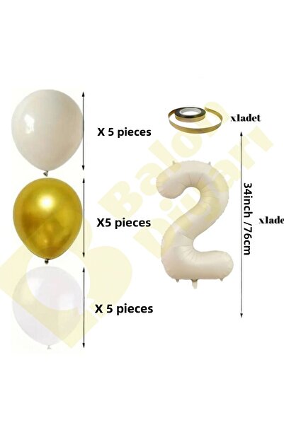 BALON DİYARI Σετ μπαλόνι γενεθλίων 🎂 |   Χρυσό 🤍   Λευκό 🤎   Θαλασσινή άμμος |   Συμπεριλαμβανομένου του αριθμημένου αλουμινόχαρτου μπαλονιού και πανό!