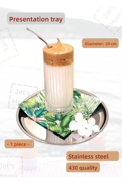 Jet's Home صينية تقديم صينية تقديم ستانلس ستيل مقاس 29 سم
