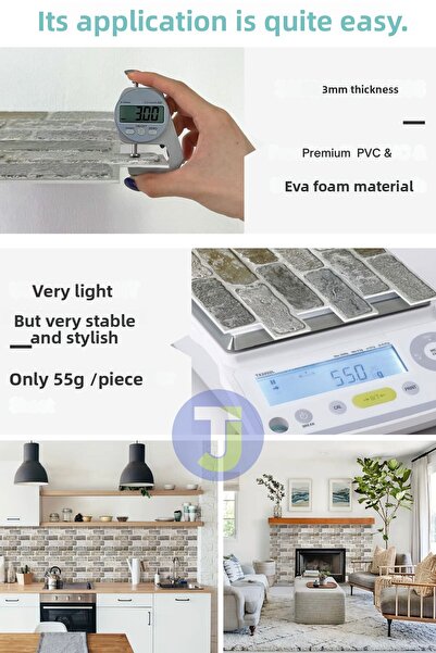 Technojet 30X30Cm 3D Wallpaper - Adhesive Finish Decoration, Kitchen 6 Pack 0.54m2