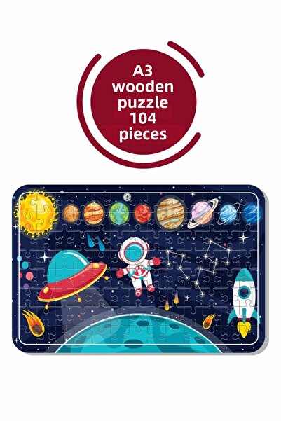 Baskı Atölyesi لغز رائد الفضاء والكواكب A3 مكون من 104 قطعة، لعبة، منشار قطع