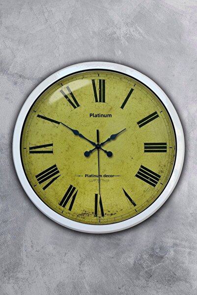 Platin Saat ساعة حائط بأرقام رومانية معدنية بيضاء مقاس 40 سم