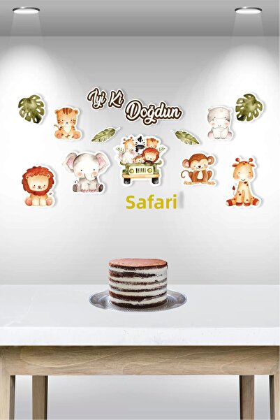 neşeli günlerim لافتة باستيل بطابع سفاري - ورق سميك 150 سم، متعدد القطع