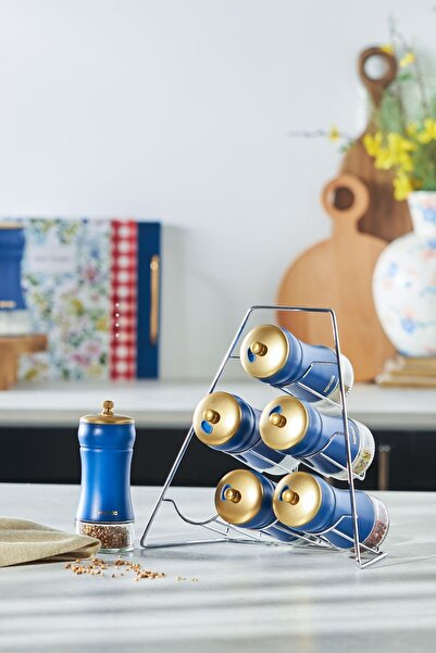 Karaca Blue Berry 7 Piece Triangle Glass Spice Set