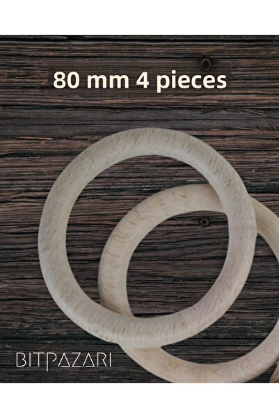 Flea Market Inel din lemn natural pentru dentiție (80 mm - 4 bucăți)