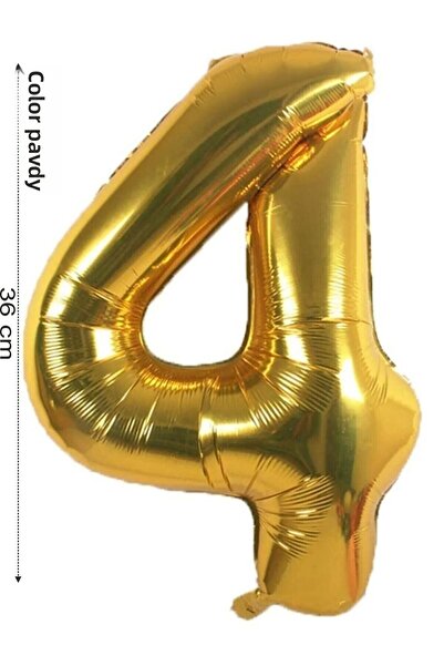 renk party Foil Balloon 4 Number Helium Balloon 36 cm Gold Color - 4 Years Ol...