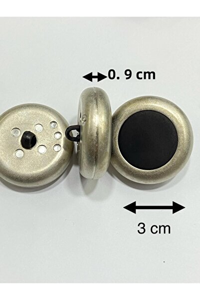 karantuhafiye Σετ Ιταλικών Κουμπιών 6 τεμαχίων - Παλτό Γούνινο Παλτό, Μαύρο Ματ Ασημί 3 cm /m010