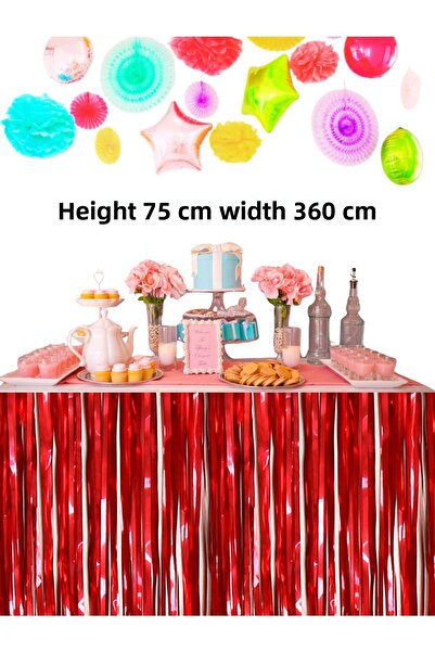 snowparty تنورة طاولة معدنية حمراء اللون، تنورة طاولة لامعة لتزيين أعياد الميلاد