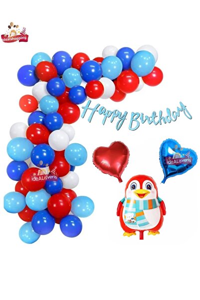 Bkmc Set de petrecere pentru ziua de naștere Concept Roșu Albastru Alb cu bal...
