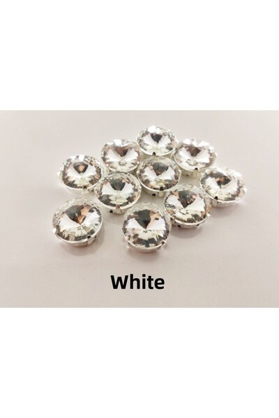 yiğit aksesuar Carcasa rotunda de 18 mm din sticla Strut Stone White 10 buc