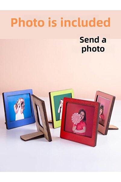 Miracix 2 قطعة إطار صور صغير من نوع بولارويد ملون خشبي (يشمل الصورة) - 9x9 سم
