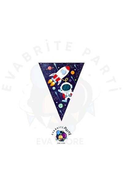 Evabrite Triangle Pennant με θέμα το διάστημα - Προμήθειες για σετ πάρτι γενεθλίων