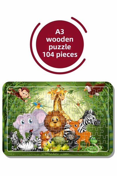 Baskı Atölyesi لغز حيوانات لطيفة A3 مكون من 104 قطعة، لعبة، منشار قطع