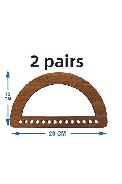 şamaksesuar 3 mm Mdf Handle Walnut Semicircular Wooden Bag - 20X12 cm