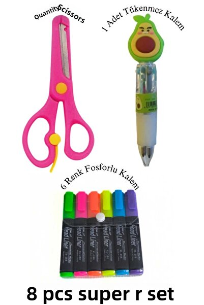 Vi Caro مجموعة سوبر مكونة من 8 قطع مكونة من 6 أقلام تحديد + قلم حبر جاف 4 ألو...