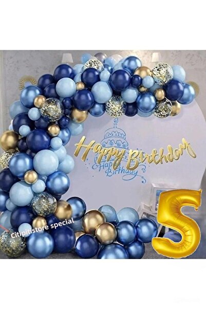 DÜVENCİ TİCARET Ghirlandă de baloane bleumarin cu auriu - confetti