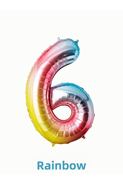 Bunloon Rainbow Color 6 Number Giant Foil Balloon 76 cm Birthday Party Decora...