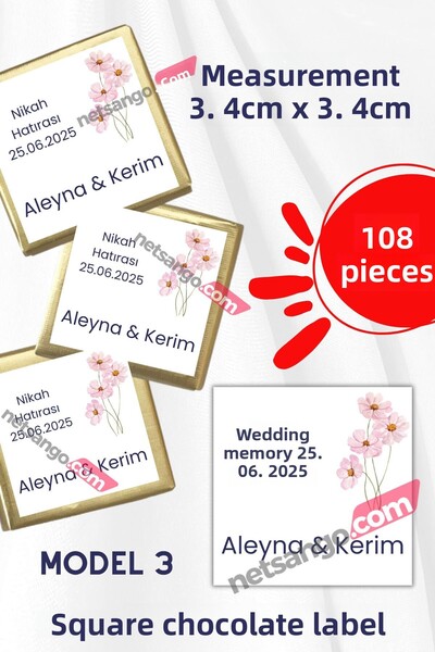 Netsan Etiket 108 Pieces Madlen Chocolate Tag Promise Engagement Wedding Stic...