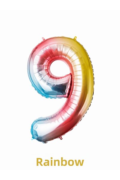 Bunloon Rainbow Color 9 Number Giant Foil Balloon 76 cm Birthday Party Decora...