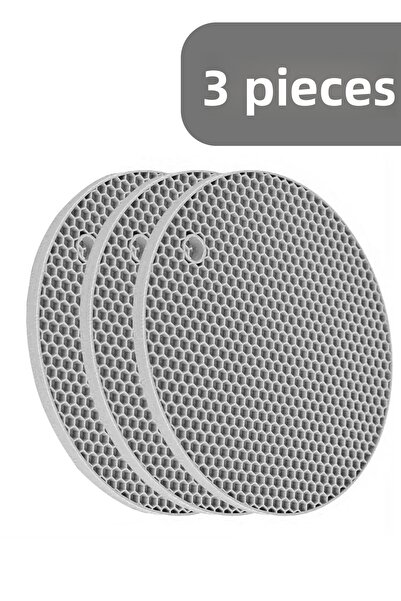 Fesya Home Set de 3 suporturi rotunde din silicon gri