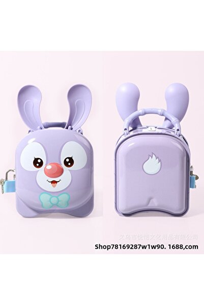 Livava Pușculiță metalică cu geantă de iepure și încuietoare, violet, 19x12-