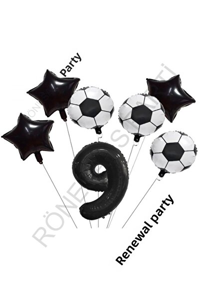 Generic Brand Star Star Number Football Ball Patterned Foil Balloon Set Age 9