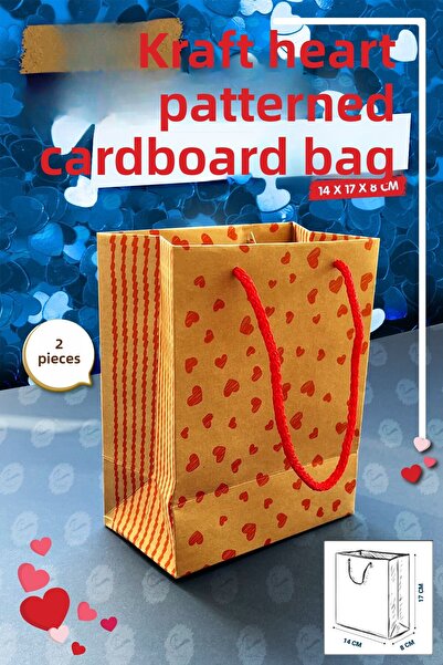 t tuğset etiket Geantă cadou din carton kraft cu model de inimă - pungă de 2 ...