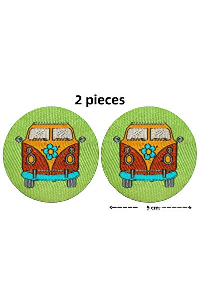 Megas Etiket Iron-On Hippie Minibus Woven Crest/Patch