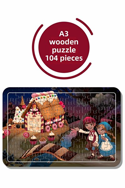 Baskı Atölyesi لغز Şeker Ev A3 مكون من 104 قطعة، لعبة، منشار قطع