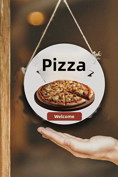 Nod Single Sided Welcome Sign for Pizza Hall, Pizza Shop Door Wall Painting Board Ornament Decor