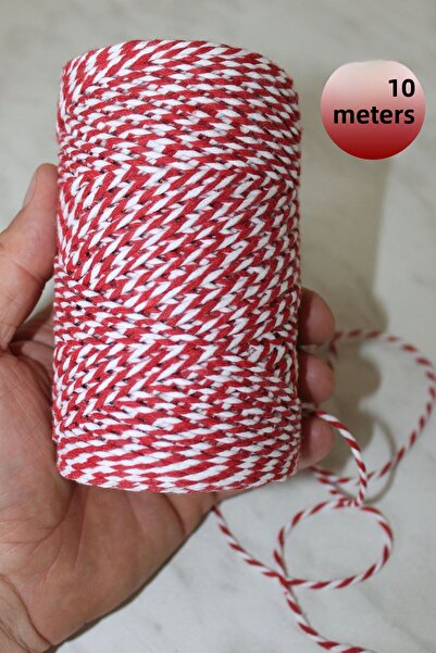 Bevella Macrame Cord Gift Packaging String 10 Meters, Martenischka String, Red and White New Year's String