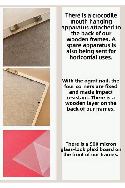 Hiruko Tasarım Atölyesi 35x25 Cm Premium Wooden Frame - Black and White Puzzle, Photo Frame