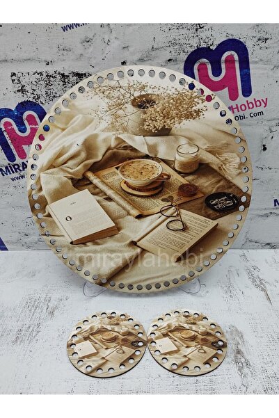 miraylahobi T28 30 cm Uv Printing Round Wooden Base