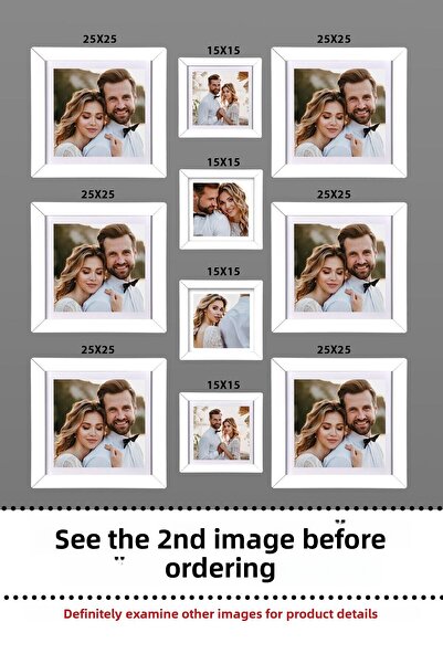 yhfoto 6 bucăți 25x25 - 4 bucăți 15x15 cadru MDF - cadru multiplu alb