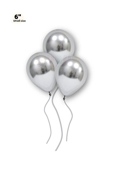 Huzur Party Store بالون عيد ميلاد كروم فضي صغير الحجم صغير الحجم 10 قطع 6 بوص...