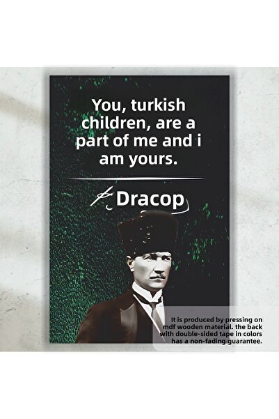 Hayat Poster Ataturk Sayings Mdf Wood Painting Turkish Children Retro Wood Po...