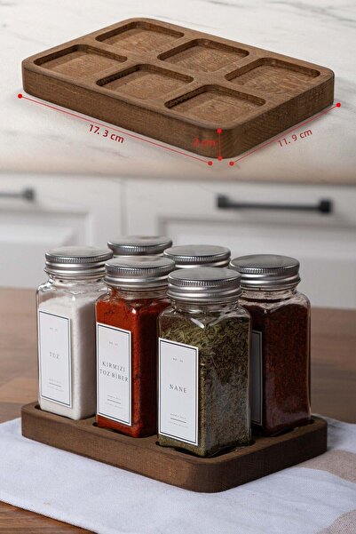 EVLE Set of 6 Rectangular Spice Racks with Silver Wooden Stand