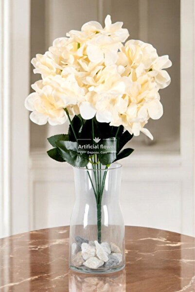 Yapay Çiçek Deposu Hortensie artificială cu 7 ramuri 40 cm crem