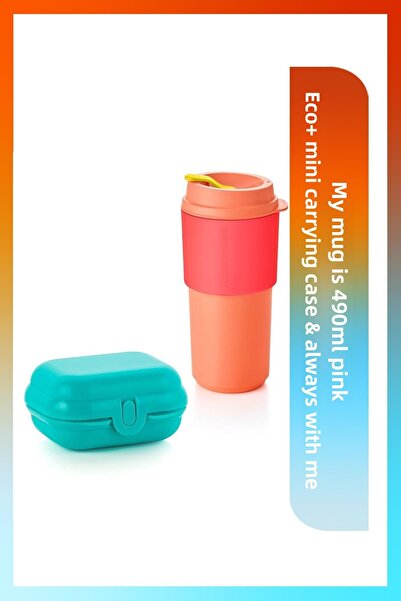Tupperware ترمس وردي سعة 490 مل مع حاوية طعام - تصميم مقاوم للتسرب ومحمول من ...