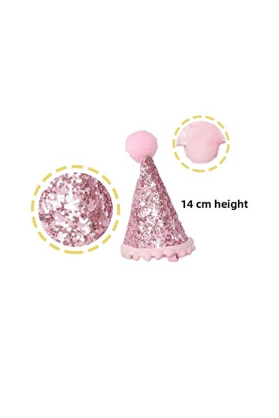 Partifabrik Μίνι ροζ καπέλο με πομπόν με γκλίτερ