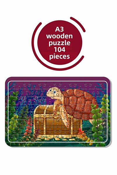 Baskı Atölyesi لغز السلحفاة A3 مكون من 104 قطعة، لعبة، منشار قطع